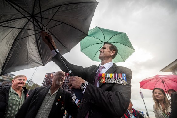 Former SAS soldier Ben Roberts-Smith attends a dawn service in Currumbin on the Gold Coast earlier this year.