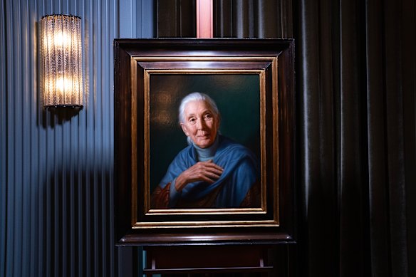 A portrait of anthropologist Jane Goodall, by Australian artist Ralph Heimans, which is part of the series.