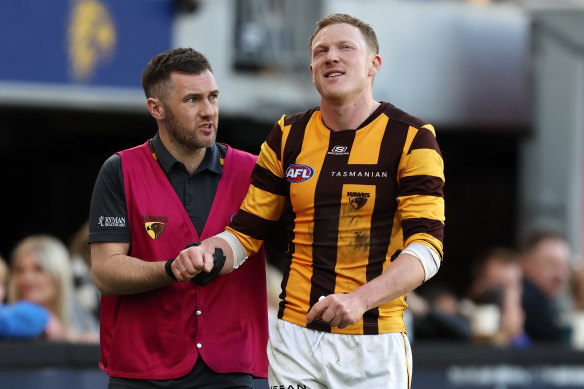 Hawthorn skipper James Sicily dislocated his shoulder against West Coast.