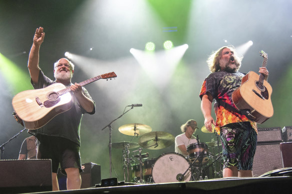 Happier times: Kyle Gass (left) and Jack Black perform in Kentucky in 2022.