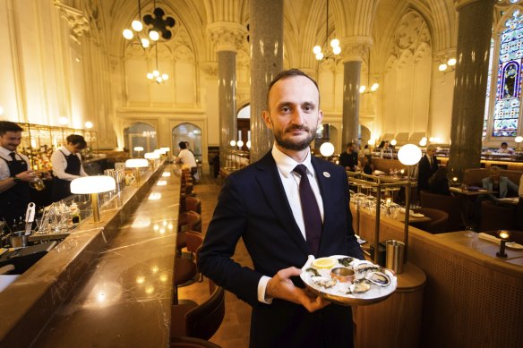 Anton Tatarenko, restaurant general manager at Reine & La Rue in Melbourne. The building was empty for 20 years before the restaurant opened.