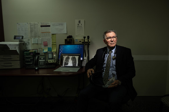 Graeme Edwards in his Brisbane clinic. He described the collective inertia of governments in failing to respond to silicosis as “tantamount to industrial manslaughter”.