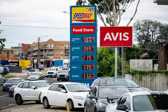 Cars queuing to buy petrol in West Ryde, Sydney earlier this month, after the US and Israeli strike on Iran.