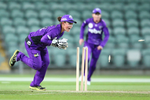 Emily Smith served a ban for uploading a video of Hobart's batting order to social media. 