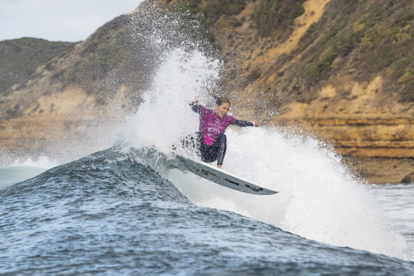 Stephanie Gilmore at the Rip Curl Womens Pro at Bells Beach in 2018. 