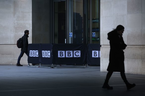 The headquarters of the BBC at Broadcasting House in London.