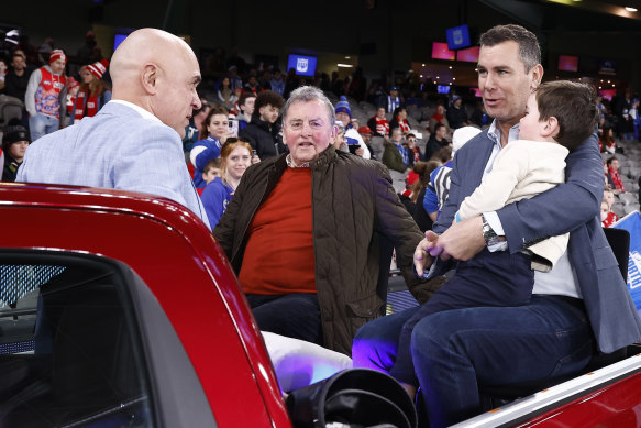 Wayne Schwass, Denis Pagan, and Wayne Carey were part of the Kangaroos contingent celebrating their 1996 premiership reunion on Sunday.