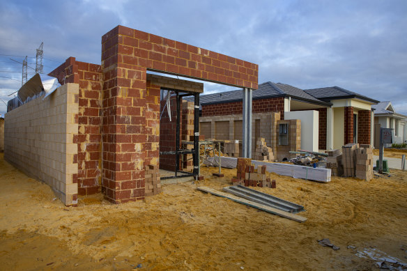 A Perth home under construction. 