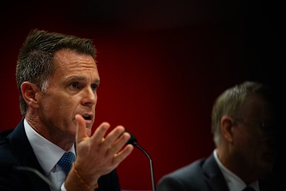 Premier Chris Minns appears at budget estimates on Tuesday.