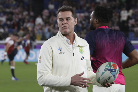 Rassie Erasmus at the 2019 Rugby World Cup. 