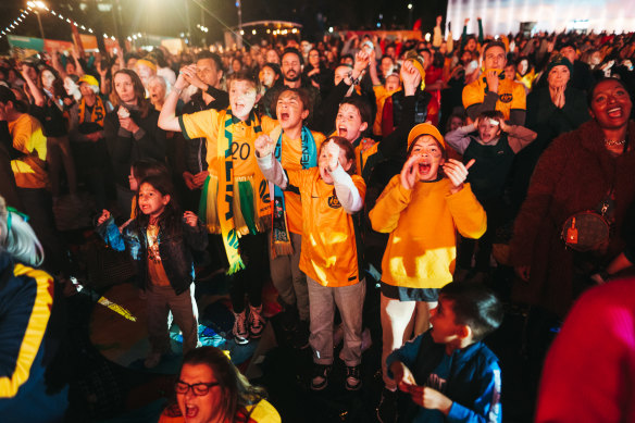 Matildas fans at Sydney’s Darling Harbour.