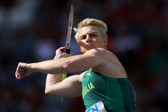 Kathryn Mitchell now finds herself in the javelin final at the world athletics championships, an unlikely proposition just six weeks ago.