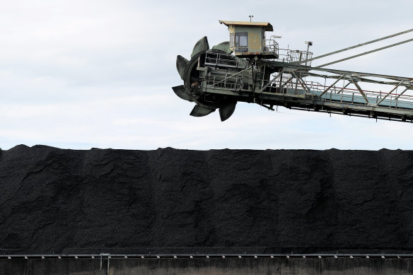 A stockpile of coal near Origin’s Eraring station in NSW.