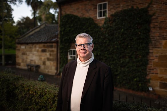 Bill Lang from the Captain Cook Society at Cooks’ Cottage in Fitzroy Gardens.