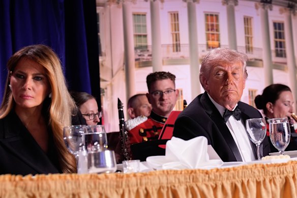 US First Lady Melania Trump and President Donald Trump during the White House Correspondents’ Dinner, before the security incident.