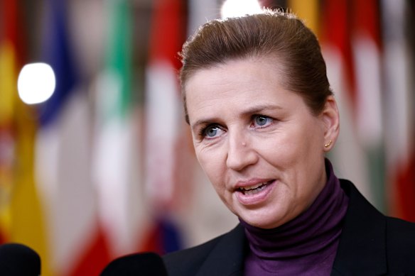 Perdana Menteri Denmark Mette Frederiksen di Brussels minggu ini.