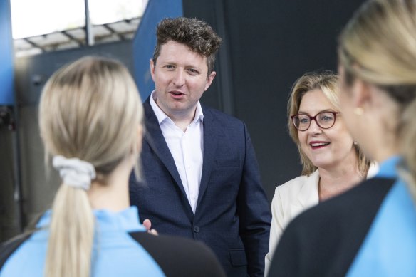 John Lister, Labor’s candidate for Werribee, with Premier Jacinta Allan this week.