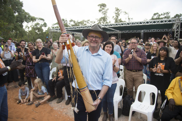Prime Minister Anthony Albanese at the Garma Festival in Arnhem Land in July 2022.