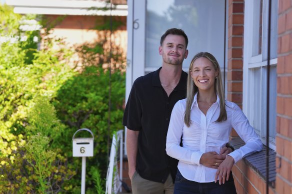First home buyers Jacob Povolny and Tyla Krogh bought a unit in Bentleigh East at the end of 2024.