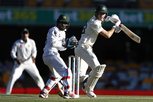 Marnus Labuschagne bats during Pakistan’s last tour of Australia in 2019.