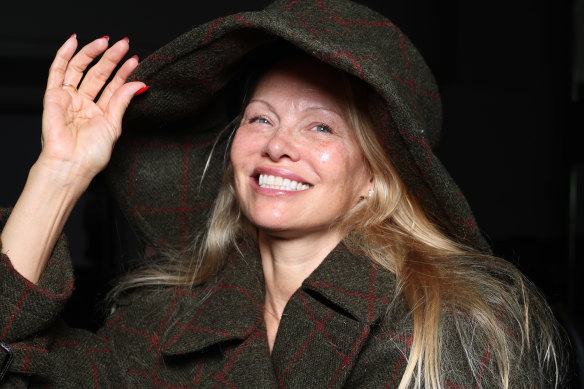Pamela Anderson at the Vivienne Westwood Spring/Summer 2024 show as part of Paris Fashion Week.