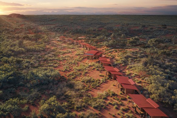 An artist’s impression of the private eco lodge for the Uluru-Kata Tjuta Signature Walk.