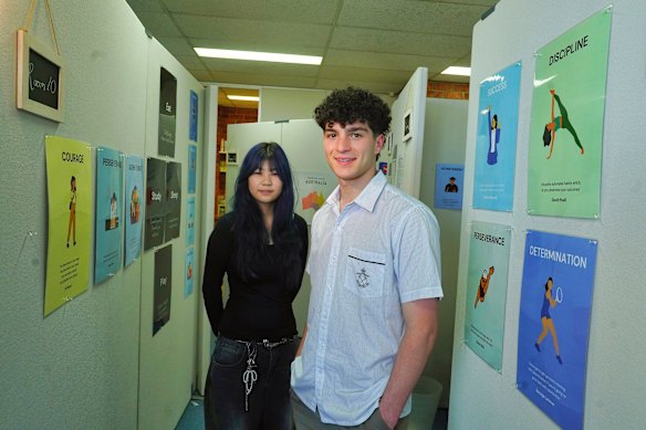Michael Poulos (right), who has started ECP this week, with tutor Samantha Gong at Avivo Elite Tutoring.