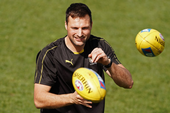 Toby Nankervis, training at Punt Road on Monday.