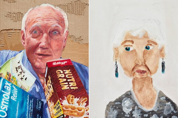 Tasha Rogoff’s Young Archies winning portrait of her grandfather, left, and Isobel Bazar’s winning portrait of her great-grandmother, right.