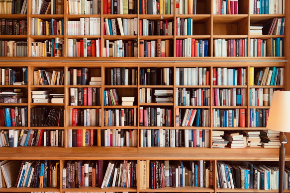 The hodge-podge bookshelf.