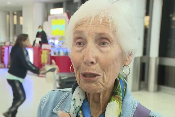 Beverley Mayers upon arrival at Sydney Airport.