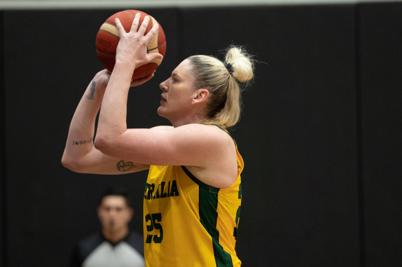 Lauren Jackson was back in action for the Opals.