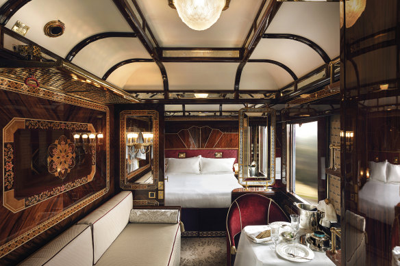 Grand Suite onboard the Venice Simplon-Orient Express.