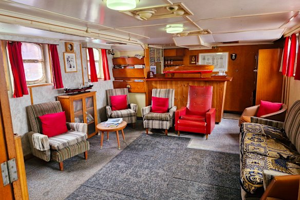 The vintage interior of the Cape Don has been faithfully restored by volunteers.