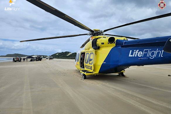 The primary-school-aged girl was airlifted with serious shoulder and pelvis injuries.