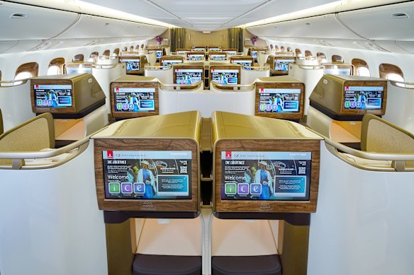 A retrofitted Boeing 777 in the Emirates fleet.