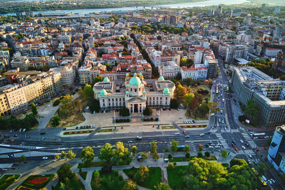 Sunrise over Belgrade, the city that was the administrative hub for the former Socialist Federal Republic of Yugoslavia.
