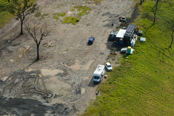 Vehicles at the alleged dump site.