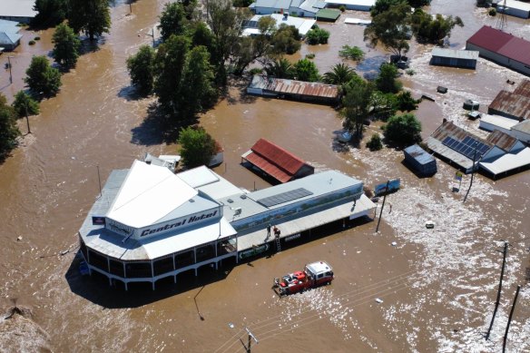 Dozens of people were rescued from rising floodwaters in the town of Eugowra on Monday.
