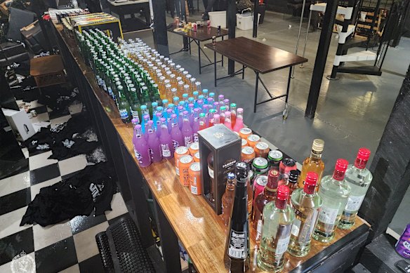 Alcohol seized during the clubhouse raid.