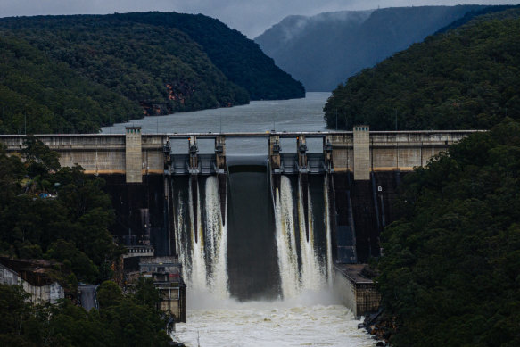 The Warragamba Dam started spilling at 4.20am. 