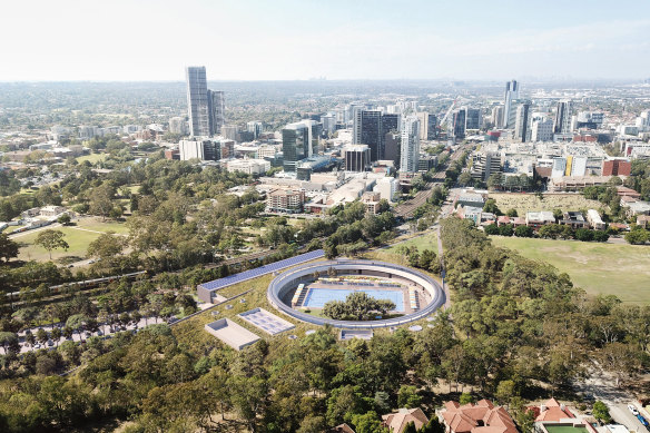 The circular design was inspired by farm and swimming enclosures along the Parramatta River.