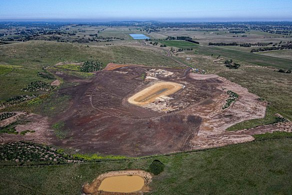 Bruce Mathieson’s 50-megalitre dam has involved extensive importation of cleanfill, changing the rural landscape.