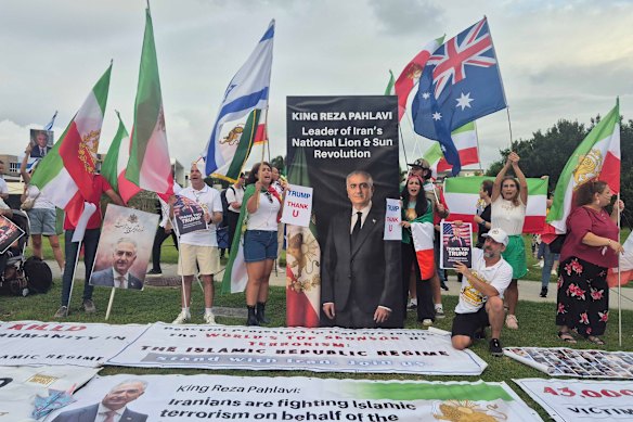 Protesters outside of the stadium.