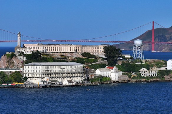 Alcatraz Island with its notorious ex-prison sits in the middle of San Francisco Bay.