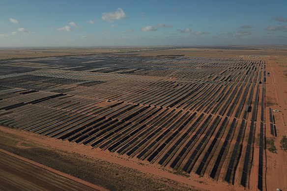 A solar farm in Ouyen, north-western Victoria. Renewable energy zones will claim 7.9 per cent of Victorian land. 