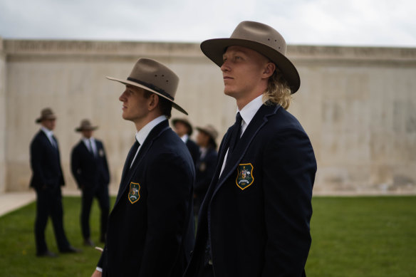 Max Jorgensen and Carter Gordon at the Australian National Memorial in Villers-Bretonneux.