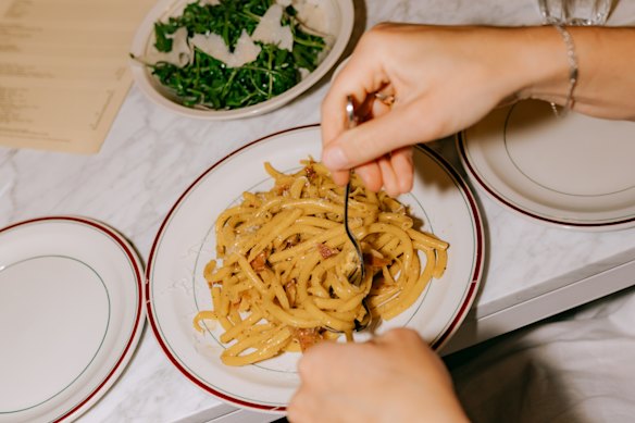 Simple pastas, such as carbonara, will change from month to month.