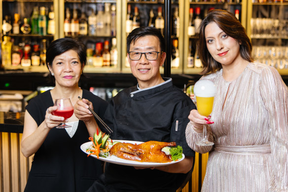 Lantern executive chef Ricky Howl, owner Karen Wong, and Turin Dhami.