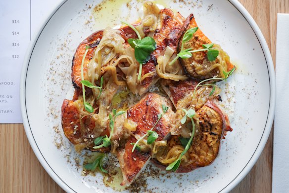 Grilled chicken with sweet potato, leek, preserved lemon and lashings of zaatar. 